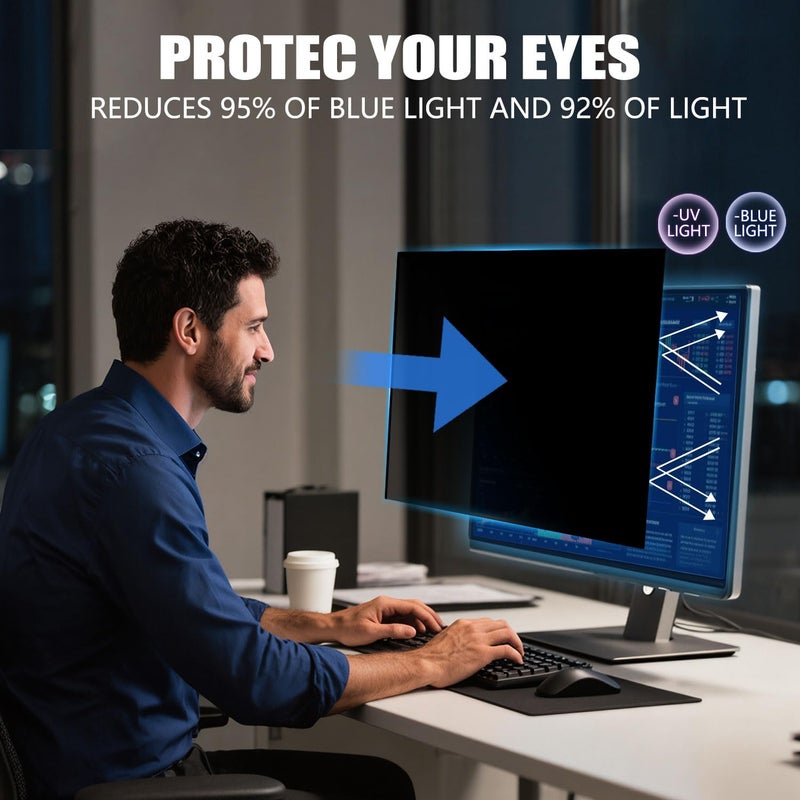 Twugs [2 Pack Magnetic Computer Privacy Screen for 27 Inch Monitor, Anti-Glare Blue Light Privacy Filter Shield, Easy Installation, 16:9 Aspect Ratio - Image 4